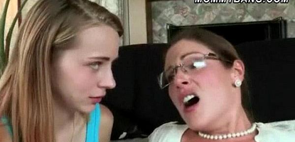  Strict stepmom hardcore strapon 3some with her stepdaughter